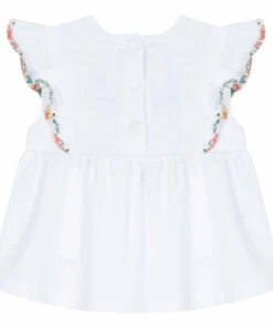 Floral Frill Blouse Ecru Tartine et Chocolat Fashion Baby 5 Floral Frill Blouse Ecru Tartine et Chocolat Fashion Baby -Baby Tops Elegant Store floral frill blouse ecru tartine et chocolat fashion baby 2