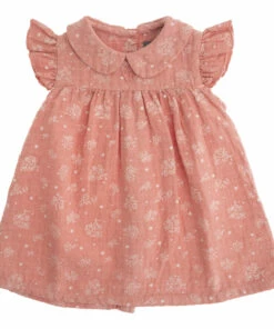 Floral Organic Cotton Muslin Dress Pink Tocoto Vintage Fashion Baby
