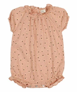 Floral Organic Cotton Romper Dusty Pink Búho Fashion Baby