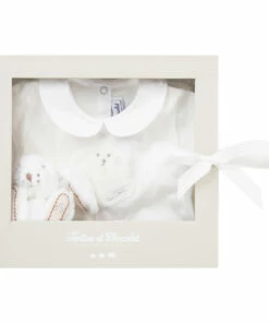 Footed Pyjamas + Soft Toy Set Ecru Tartine et Chocolat Fashion Baby