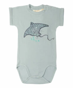 Fraser Organic Cotton Baby Bodysuit Grey blue Soft Gallery Fashion Baby