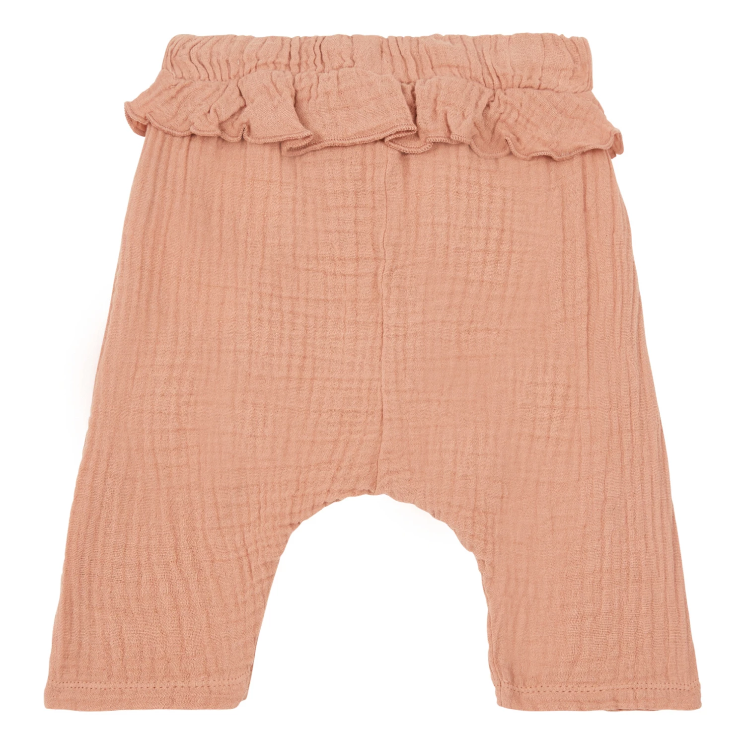 Frill Cotton Muslin Harem Trousers Dusty Pink Emile et Ida Fashion Baby 2 Frill Cotton Muslin Harem Trousers Dusty Pink Emile et Ida Fashion Baby - Image 2