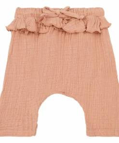 Frill Cotton Muslin Harem Trousers Dusty Pink Emile et Ida Fashion Baby