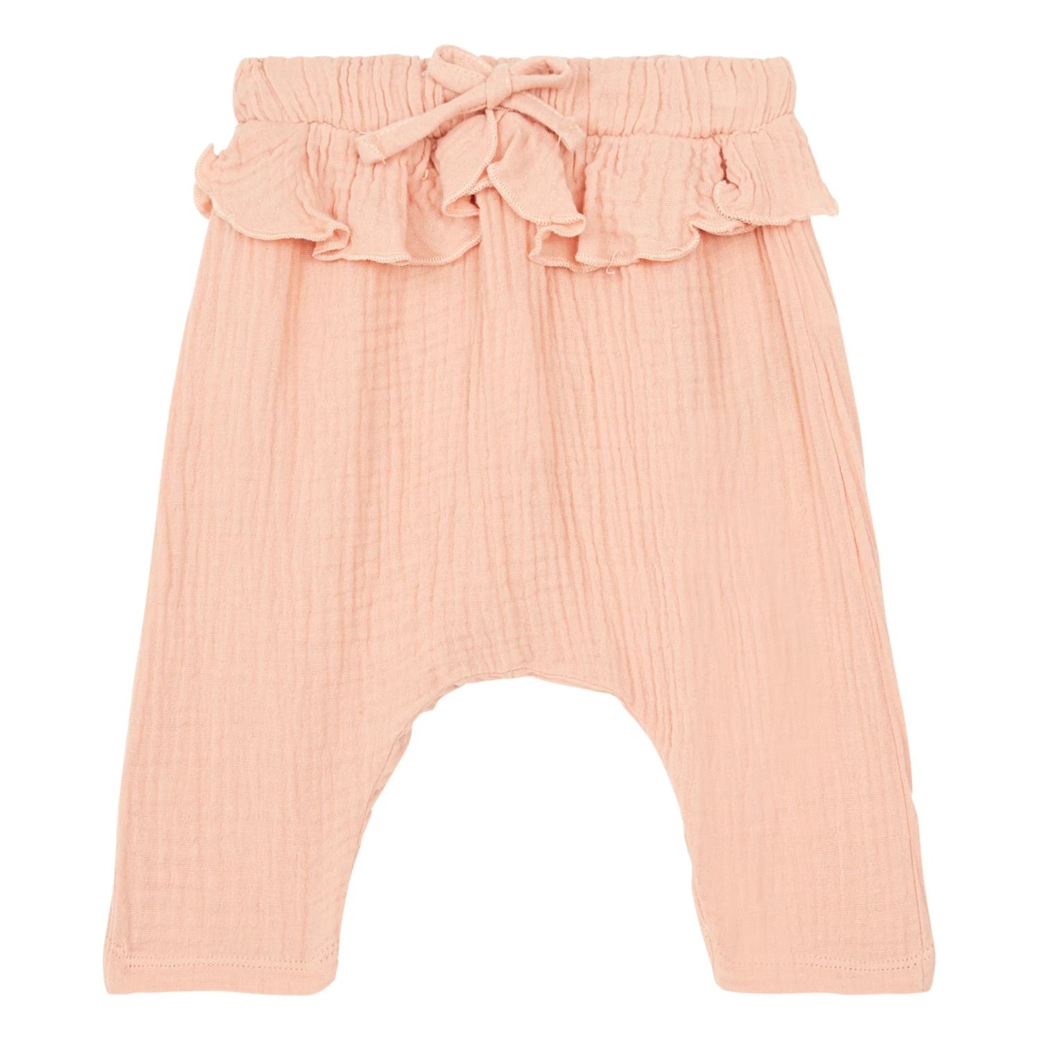 Frill Cotton Muslin Harem Trousers Peach Emile et Ida Fashion Baby 1 Frill Cotton Muslin Harem Trousers Peach Emile et Ida Fashion Baby