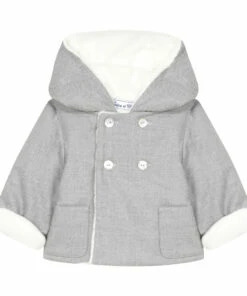 Fur Flannel Coat Heather grey Tartine et Chocolat Fashion Baby