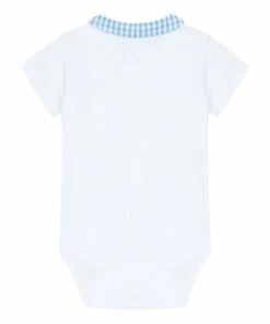 Gingham Collar Babygrow Ecru Tartine et Chocolat Fashion Baby -Baby Tops Elegant Store gingham collar babygrow ecru tartine et chocolat fashion baby 2