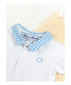 Gingham Collar Babygrow Ecru Tartine et Chocolat Fashion Baby -Baby Tops Elegant Store gingham collar babygrow ecru tartine et chocolat fashion baby 3