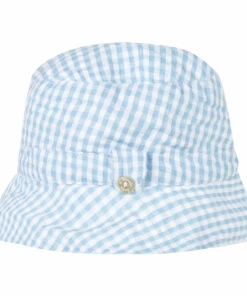 Gingham Cotton Muslin Hat Blue Tartine et Chocolat Fashion Baby