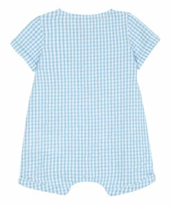 Gingham Cotton Muslin Playsuit Blue Tartine et Chocolat Fashion Baby -Baby Tops Elegant Store gingham cotton muslin playsuit blue tartine et chocolat fashion baby 2