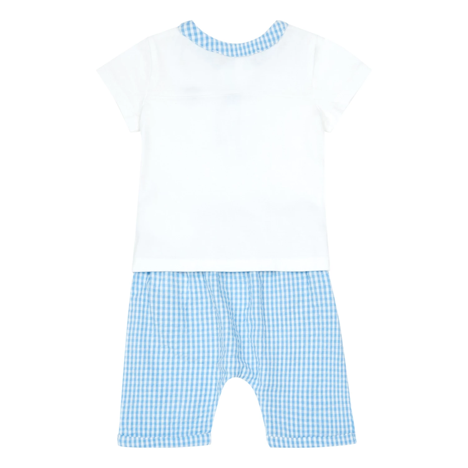 Gingham Cotton Muslin Shorts + T-shirt Blue Tartine et Chocolat Fashion Baby 3 Gingham Cotton Muslin Shorts + T-shirt Blue Tartine et Chocolat Fashion Baby - Image 3