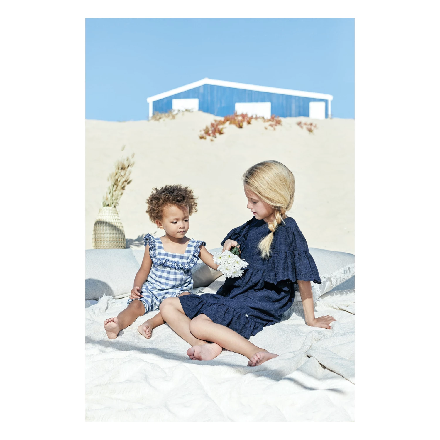 Gingham Jumpsuit Navy blue Tartine et Chocolat Fashion Baby 2 Gingham Jumpsuit Navy blue Tartine et Chocolat Fashion Baby - Image 2