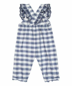 Gingham Jumpsuit Navy blue Tartine et Chocolat Fashion Baby 6 Gingham Jumpsuit Navy blue Tartine et Chocolat Fashion Baby -Baby Tops Elegant Store gingham jumpsuit navy blue tartine et chocolat fashion baby 2