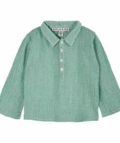 Gingham Kurta Shirt Green water Emile et Ida Fashion Baby, Children