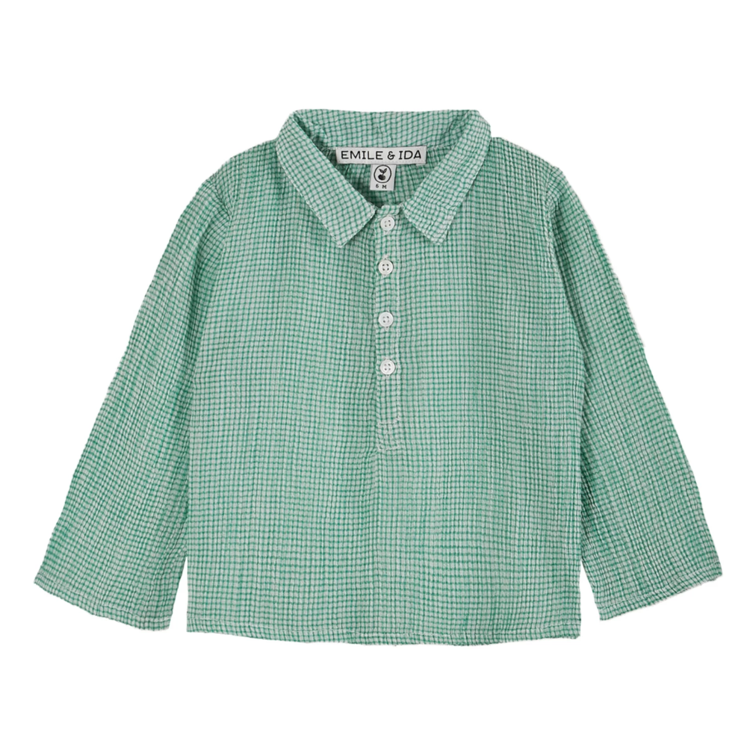 Gingham Kurta Shirt Green water Emile et Ida Fashion Baby, Children 1 Gingham Kurta Shirt Green water Emile et Ida Fashion Baby, Children