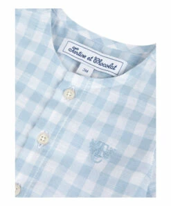 Gingham Linen Kurta Shirt Blue Tartine et Chocolat Fashion Baby 6 Gingham Linen Kurta Shirt Blue Tartine et Chocolat Fashion Baby -Baby Tops Elegant Store gingham linen kurta shirt blue tartine et chocolat fashion baby 2