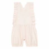 Gingham Linen Overalls Pale pink Tartine et Chocolat Fashion Baby