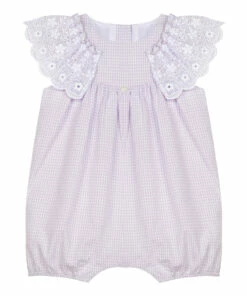 Gingham Romper Mauve Tartine et Chocolat Fashion Baby