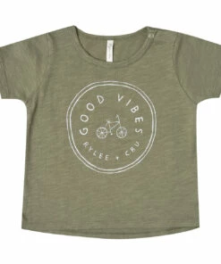 Good Vibes T-Shirt Khaki Rylee + Cru Fashion Baby, Children