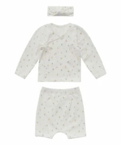 Greta Wrap Over Top, Shorts, & Headband Set Ecru Louisiella Fashion Baby