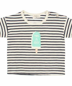 Ice Striped Organic Cotton Slub T-shirt Navy blue Búho Fashion Baby, Children