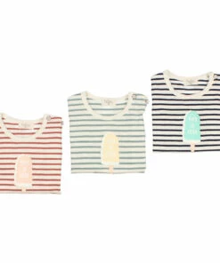 Ice Striped Organic Cotton Slub T-shirt Terracotta Búho Fashion Baby -Baby Tops Elegant Store ice striped organic cotton slub t shirt terracotta b uacute ho fashion baby 2