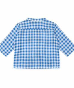 Inter Gingham Cotton Muslin Shirt Blue Bonton Fashion Baby -Baby Tops Elegant Store inter gingham cotton muslin shirt blue bonton fashion baby 2