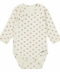 Ivy Organic Cotton Cherry Babygrow Ecru Poudre Organic Fashion Baby