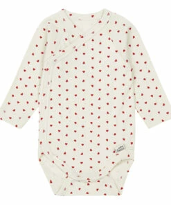 Ivy Organic Heart Cotton Heart Babygrow Ecru Poudre Organic Fashion Baby