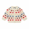 Jacquard Wool and Alpaca Heart Cardigan Ecru Bonton Fashion Baby