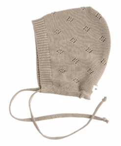 Knit Bonnet Taupe brown Tocoto Vintage Fashion Baby