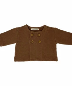 Knit Button-Up Cardigan Chocolate Zhoe & Tobiah Fashion Baby