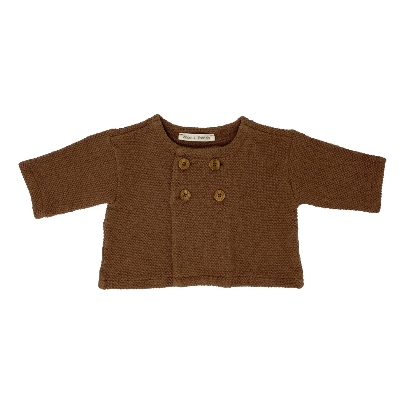 Knit Button-Up Cardigan Chocolate Zhoe & Tobiah Fashion Baby 1 Knit Button-Up Cardigan Chocolate Zhoe & Tobiah Fashion Baby