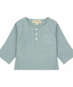 La Petite Collection x Smallable - Cotton Muslin Kurta Shirt - Exclusive Blue Green La Petite Collection Fashion Baby, Children