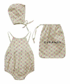 Lavendula Romper & Bonnet Set Ecru Caramel Fashion Baby