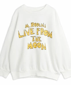 “Live from the Moon” Organic Cotton Sweatshirt Ecru Mini Rodini Fashion Baby, Children
