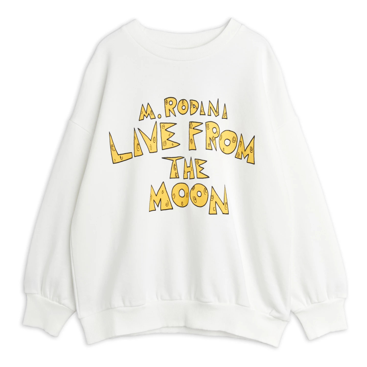 “Live from the Moon” Organic Cotton Sweatshirt Ecru Mini Rodini Fashion Baby, Children 1 “Live from the Moon” Organic Cotton Sweatshirt Ecru Mini Rodini Fashion Baby, Children