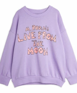 “Live from the Moon” Organic Cotton Sweatshirt Mauve Mini Rodini Fashion Baby, Children