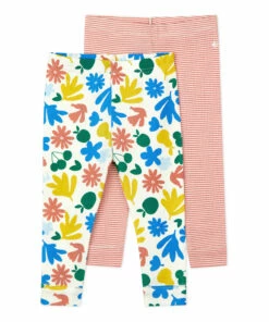 Leggings - Set of 2 Multicoloured Petit Bateau Fashion Baby