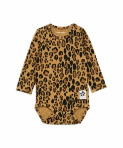 Leopard Print Long-sleeved Babygrow Beige Mini Rodini Fashion Baby