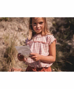 Lila Cotton Muslin Blouse Pink Marlot Paris Fashion Baby, Children