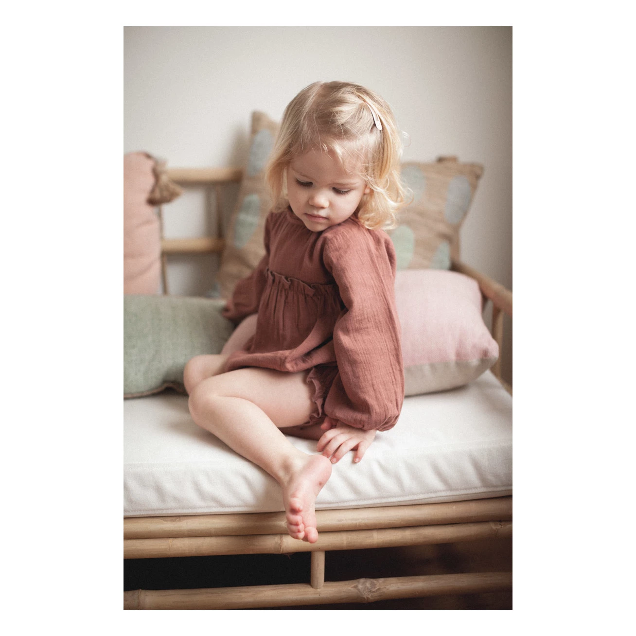 Lily Cotton Muslin Romper Dusty Pink Marlot Paris Fashion Baby 3 Lily Cotton Muslin Romper Dusty Pink Marlot Paris Fashion Baby - Image 3