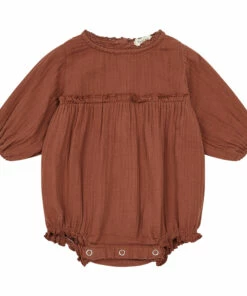 Lily Cotton Muslin Romper Dusty Pink Marlot Paris Fashion Baby