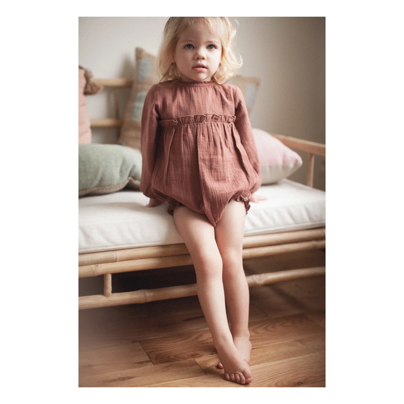 Lily Cotton Muslin Romper Dusty Pink Marlot Paris Fashion Baby 7 Lily Cotton Muslin Romper Dusty Pink Marlot Paris Fashion Baby - Image 7