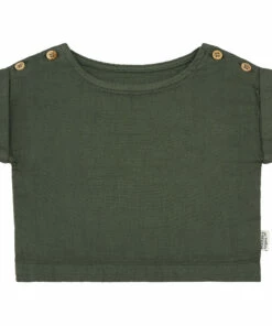 Line Double Organic Cotton Muslin Blouse Dark green Poudre Organic Fashion Baby, Children