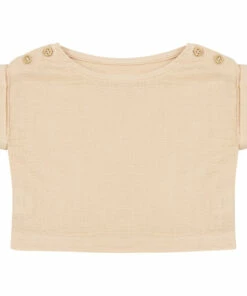 Line Double Organic Cotton Muslin Blouse Pink Poudre Organic Fashion Baby, Children