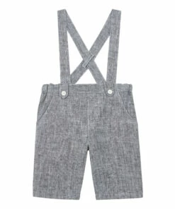 Linen Suspender Trousers Heather grey Tartine et Chocolat Fashion Baby