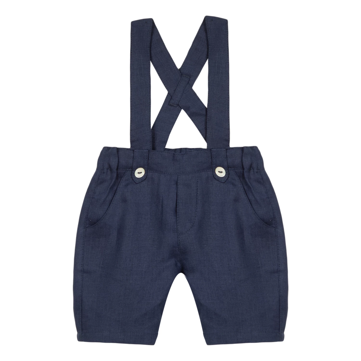Linen Suspender Trousers Navy blue Tartine et Chocolat Fashion Baby 1 Linen Suspender Trousers Navy blue Tartine et Chocolat Fashion Baby