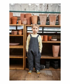 Lou Linen Overalls Charcoal grey Matona Fashion Baby, Children -Baby Tops Elegant Store lou linen overalls charcoal grey matona fashion baby children 2
