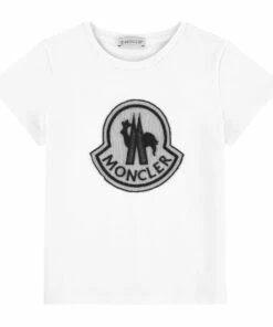 Maglia Moncler T-Shirt White Moncler Fashion Teen, Baby, Children