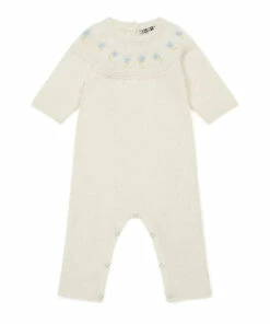 Maman Merino Wool Embroidered Jumpsuit Ecru Bonton Fashion Baby